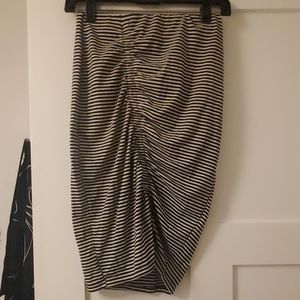 black and white striped asymmetrical skirt